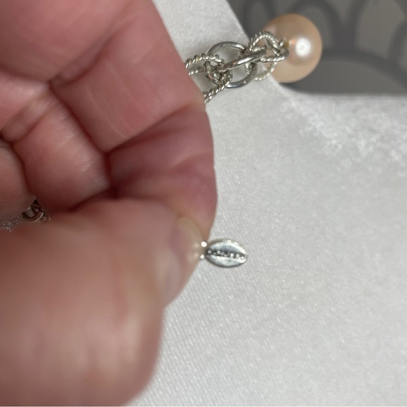 Cezanne Necklace Silver and Pearl Chunky Long Single Strand - Picture 7 of 7